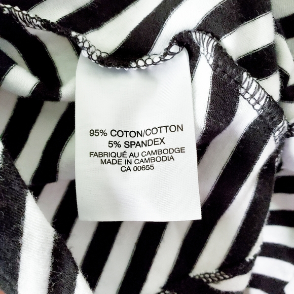 Black and White Stripe Deep V-Neck V-Back Top - Picture 4 of 4